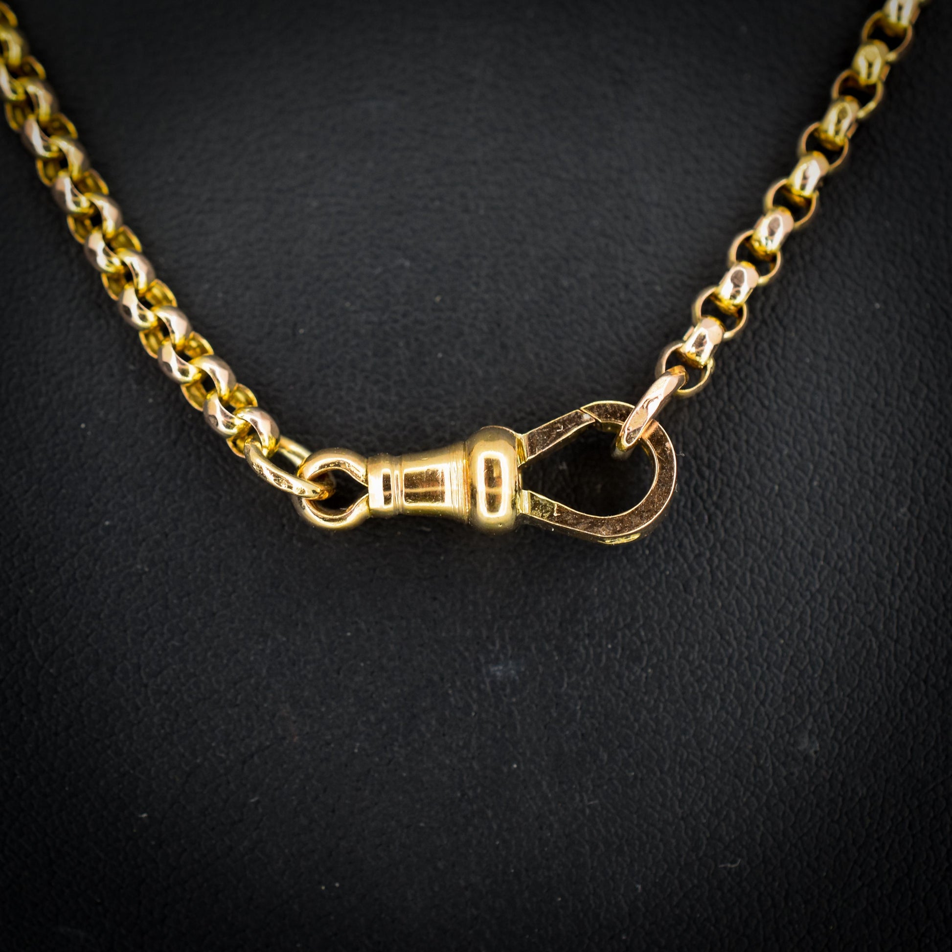 Antique Victorian 9ct Gold Faceted Belcher Link Chain Necklace with Dog Clip | 20.75"
