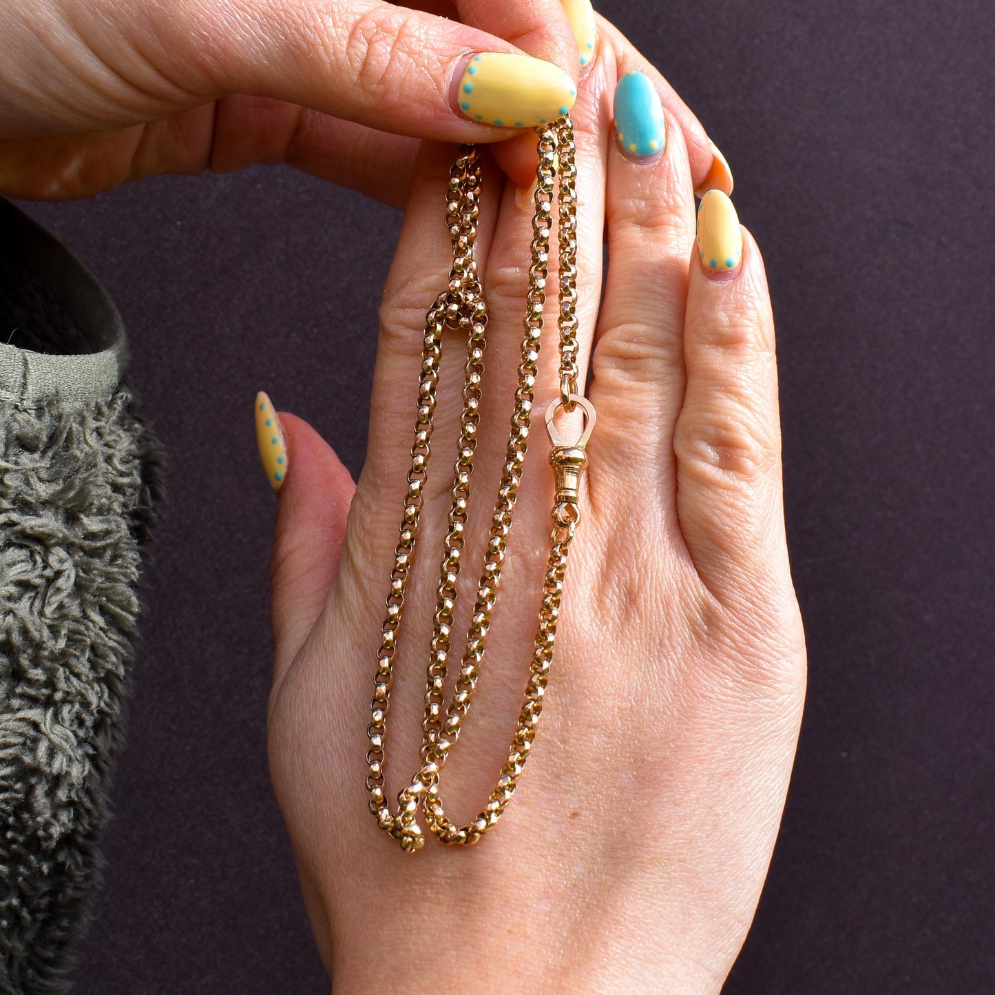 Antique Victorian 9ct Gold Faceted Belcher Link Chain Necklace with Dog Clip | 20.75"