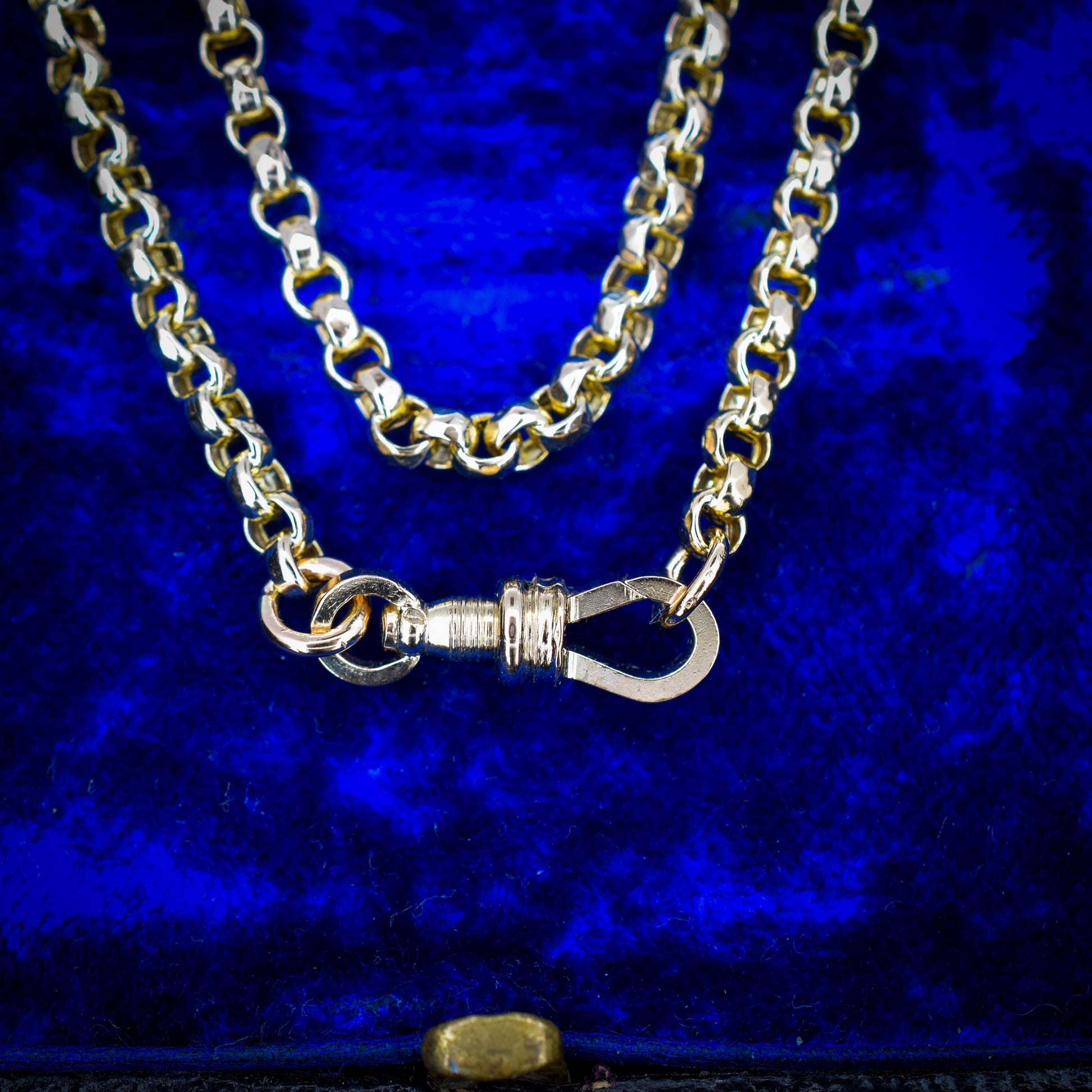 Antique Victorian 9ct Gold Faceted Belcher Link Chain Necklace with Dog Clip | 18.5"