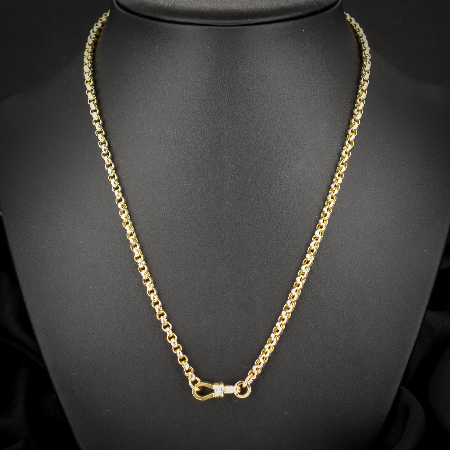 Antique Victorian 9ct Gold Faceted Belcher Link Chain Necklace with Dog Clip | 18.5"