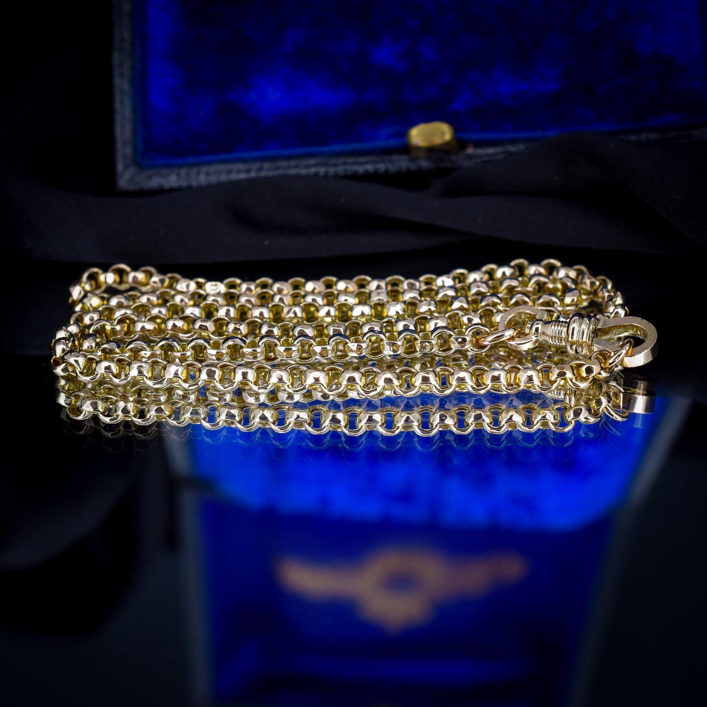 Antique Victorian 9ct Gold Faceted Belcher Link Chain Necklace with Dog Clip | 18.5"