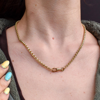 Antique Victorian 9ct Gold Faceted Belcher Link Chain Necklace with Dog Clip | 18.5"