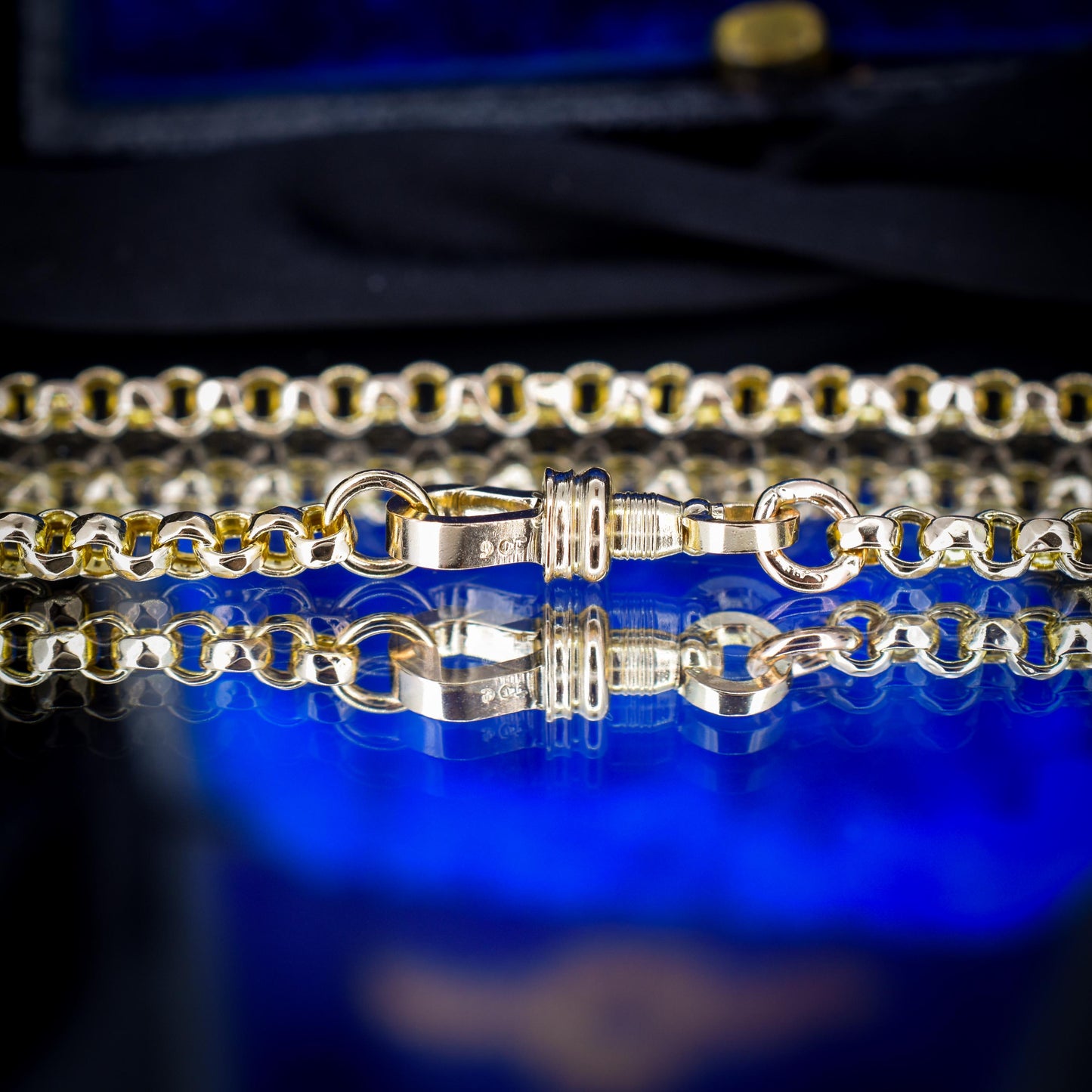 Antique Victorian 9ct Gold Faceted Belcher Link Chain Necklace with Dog Clip | 18.5"