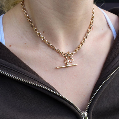 Art Deco '1929' 9ct Gold Love Knot Link Double Albert Watch Chain Necklace | 15"
