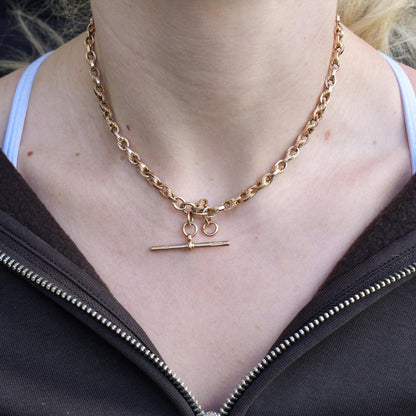 Art Deco '1929' 9ct Gold Love Knot Link Double Albert Watch Chain Necklace | 15"