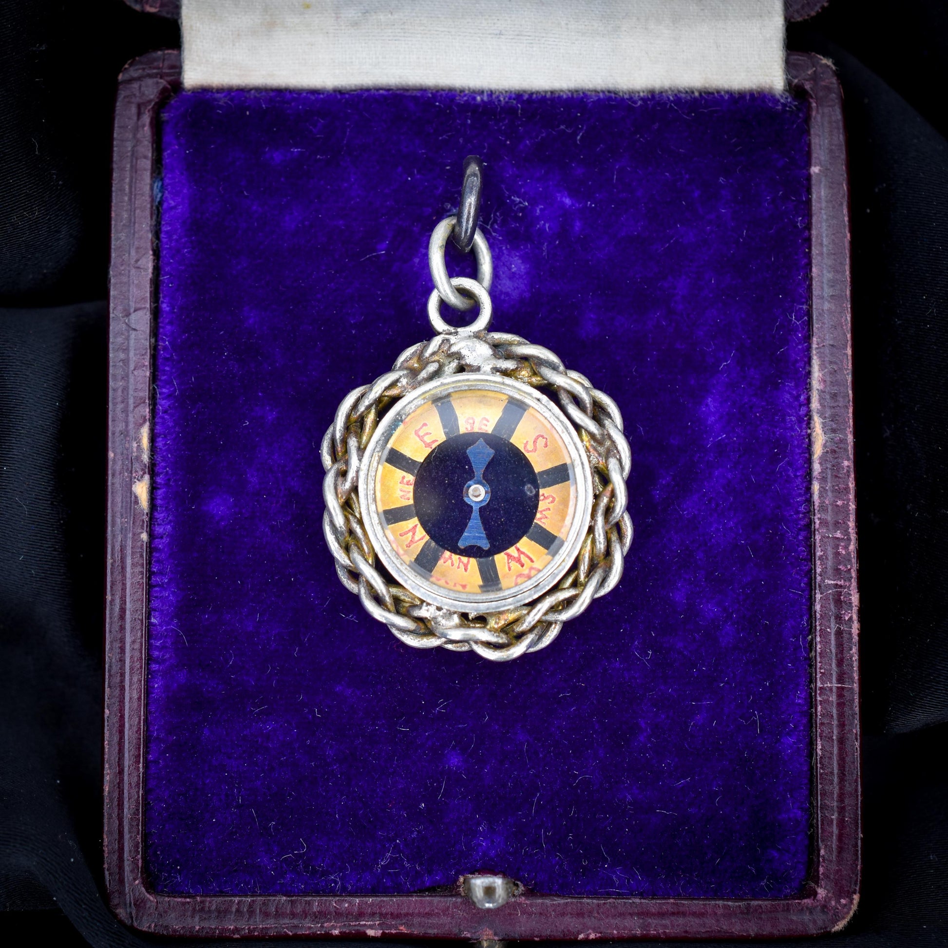 Antique Round Compass Pendant Charm