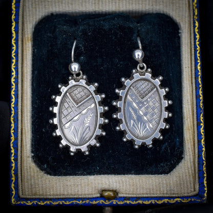 Antique Victorian Sterling Silver Aesthetic Earrings | Circa.1880