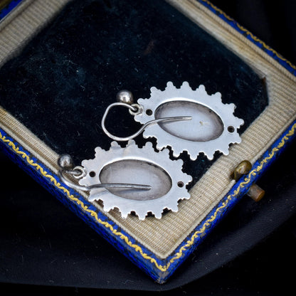 Antique Victorian Sterling Silver Aesthetic Earrings | Circa.1880