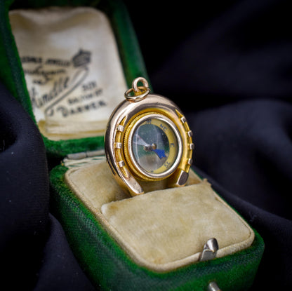 Antique 10ct Gold Horseshoe Compass Pendant Charm