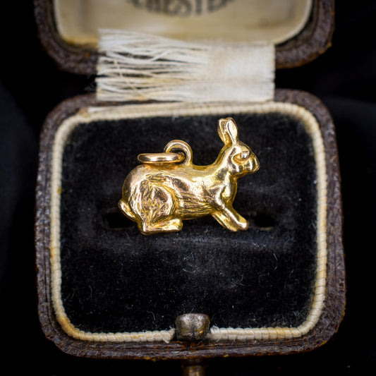 Vintage 9ct Gold Bunny Rabbit Hare Charm Pendant