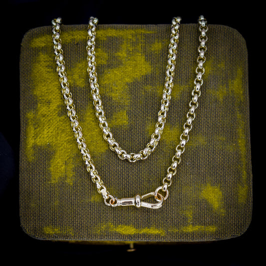 Antique Victorian 9ct Gold Faceted Belcher Link Chain Necklace with Dog Clip | 17.75"