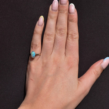 Art Deco Natural Opal Oval Solitaire 14ct Rose Gold Ring