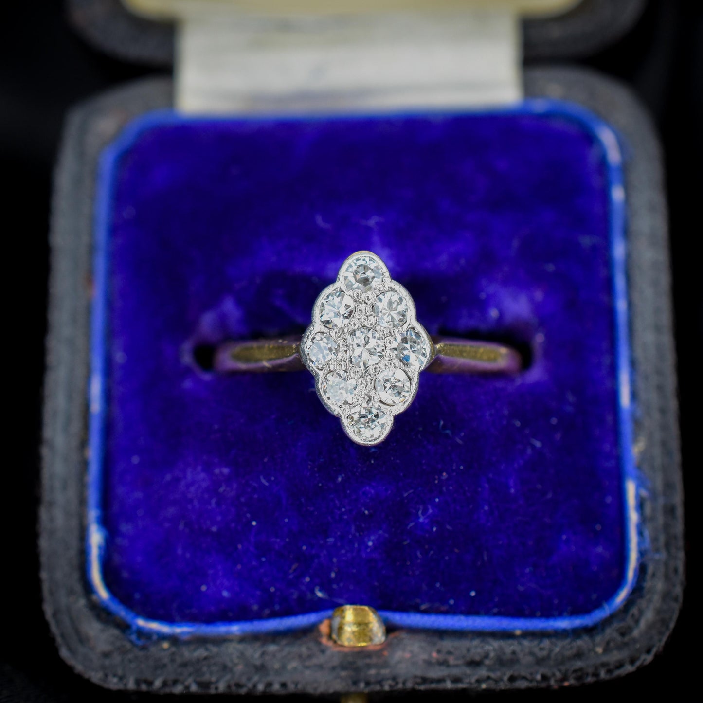 Art Deco Diamond Navette 18ct Gold and Platinum Ring