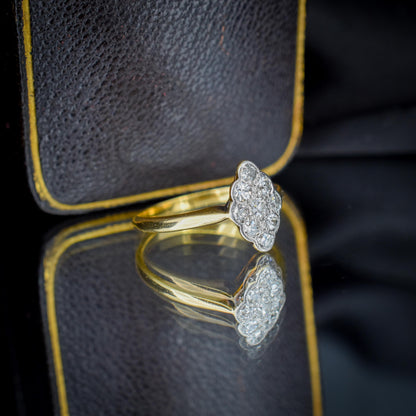 Art Deco Diamond Navette 18ct Gold and Platinum Ring