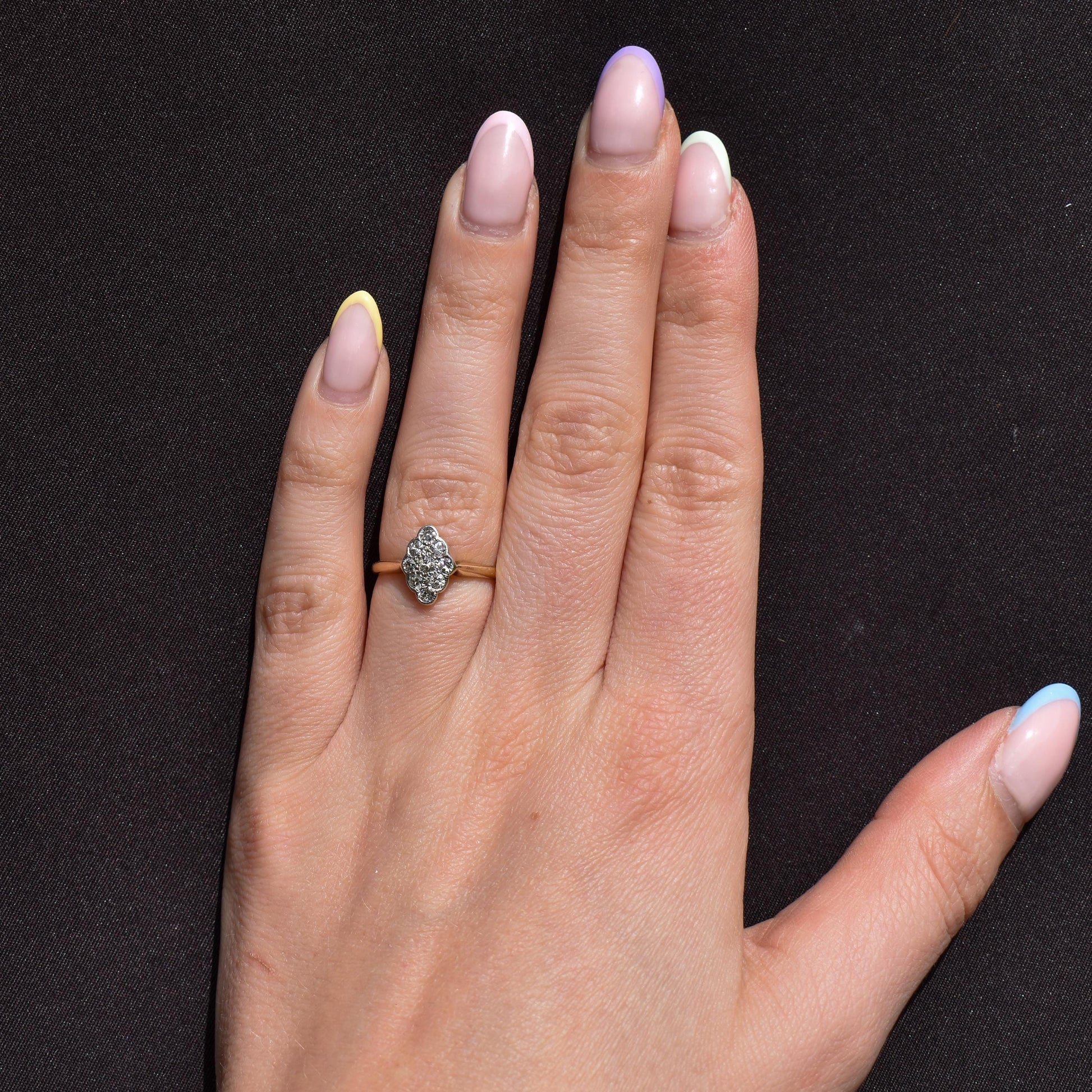 Art Deco Diamond Navette 18ct Gold and Platinum Ring