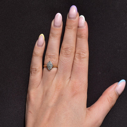 Art Deco Diamond Navette 18ct Gold and Platinum Ring