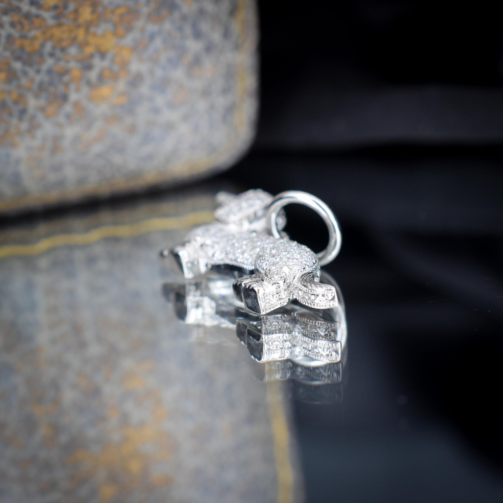 Diamond Dachshund Dog Platinum Charm Pendant - 0.25ct