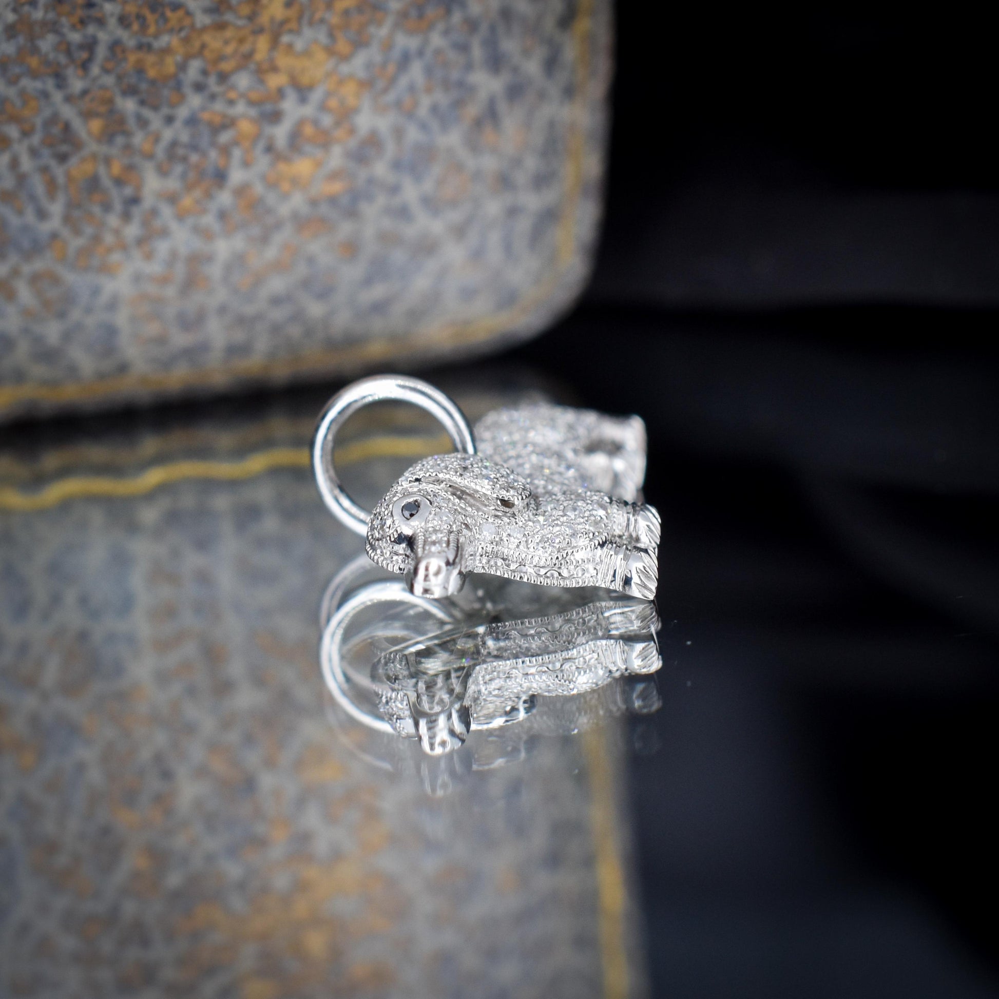 Diamond Dachshund Dog Platinum Charm Pendant - 0.25ct