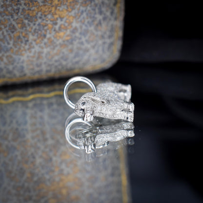 Diamond Dachshund Dog Platinum Charm Pendant - 0.25ct