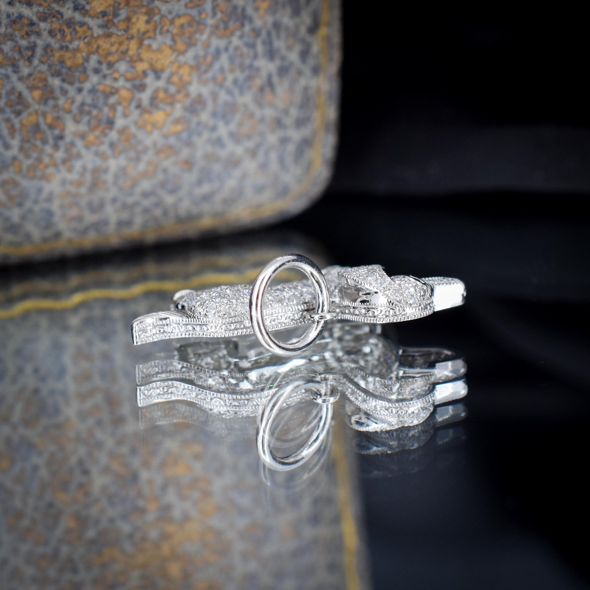 Diamond Dachshund Dog Platinum Charm Pendant - 0.25ct