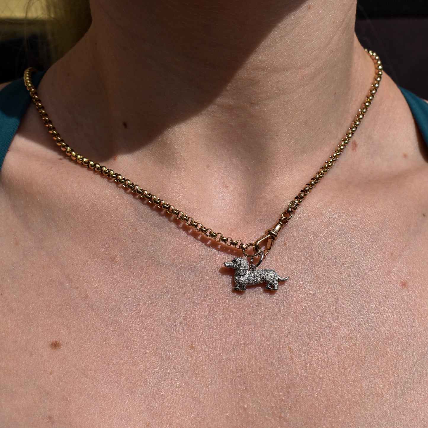 Diamond Dachshund Dog Platinum Charm Pendant - 0.25ct