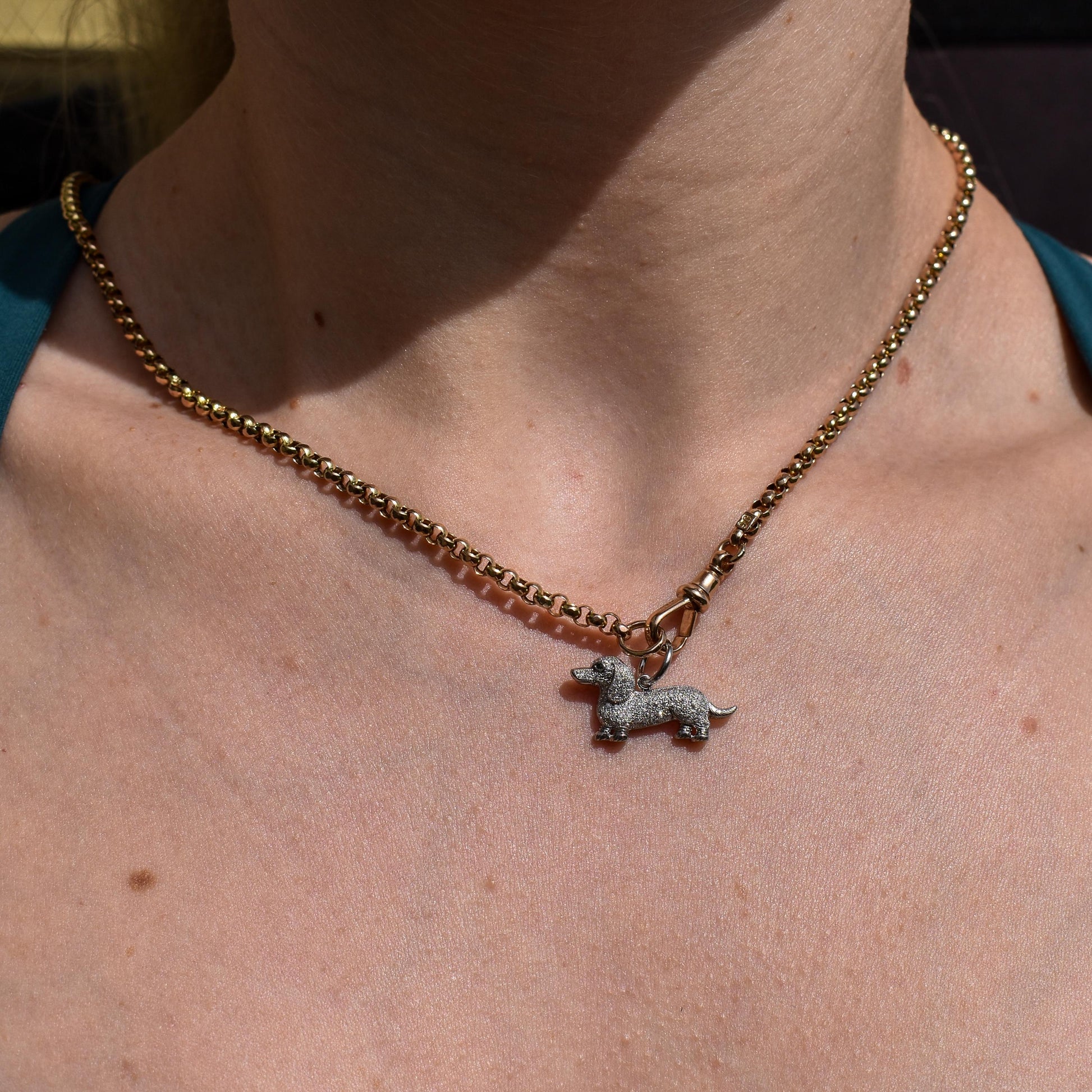 Diamond Dachshund Dog Platinum Charm Pendant - 0.25ct