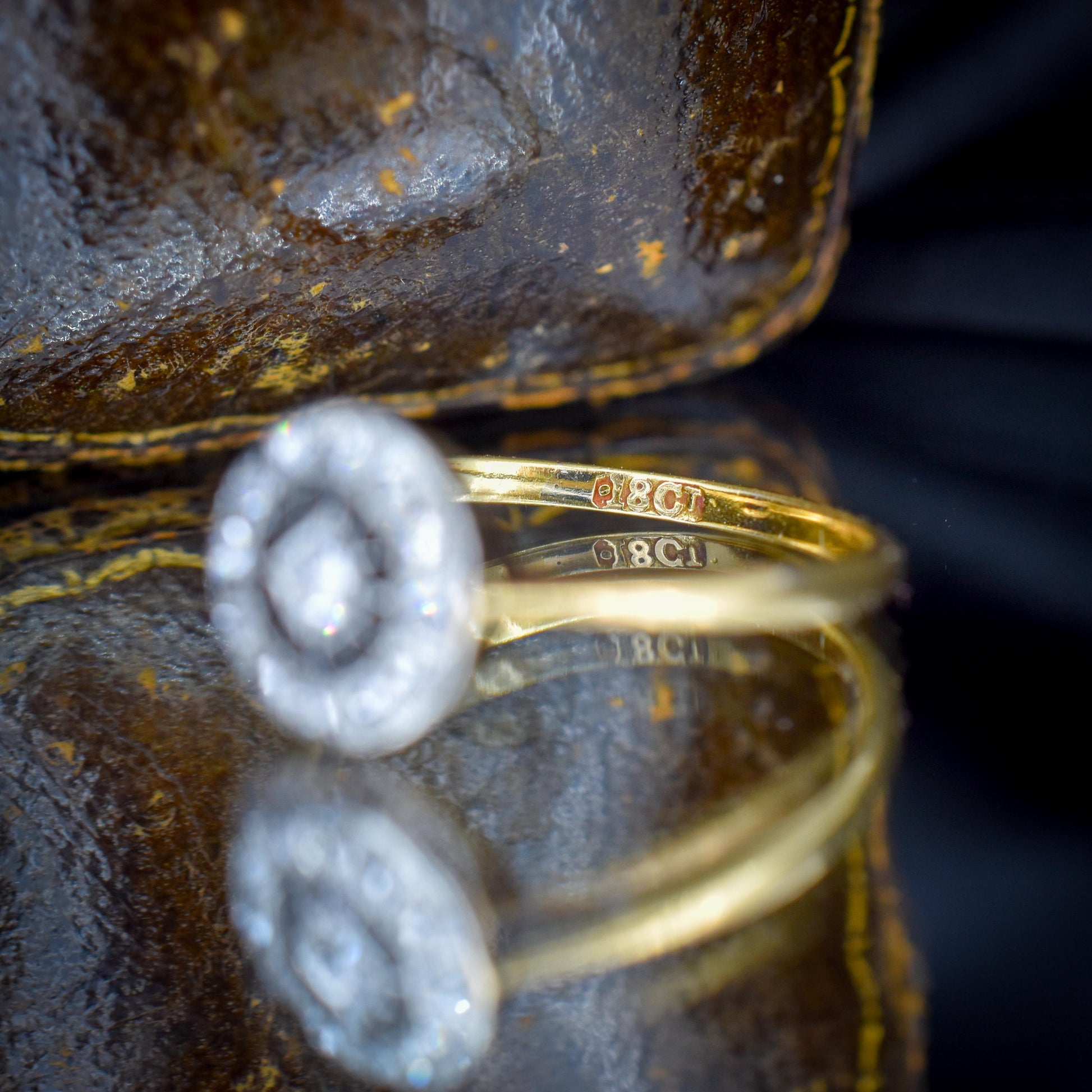 Antique Diamond Cluster Daisy 18ct Gold and Platinum Target Ring