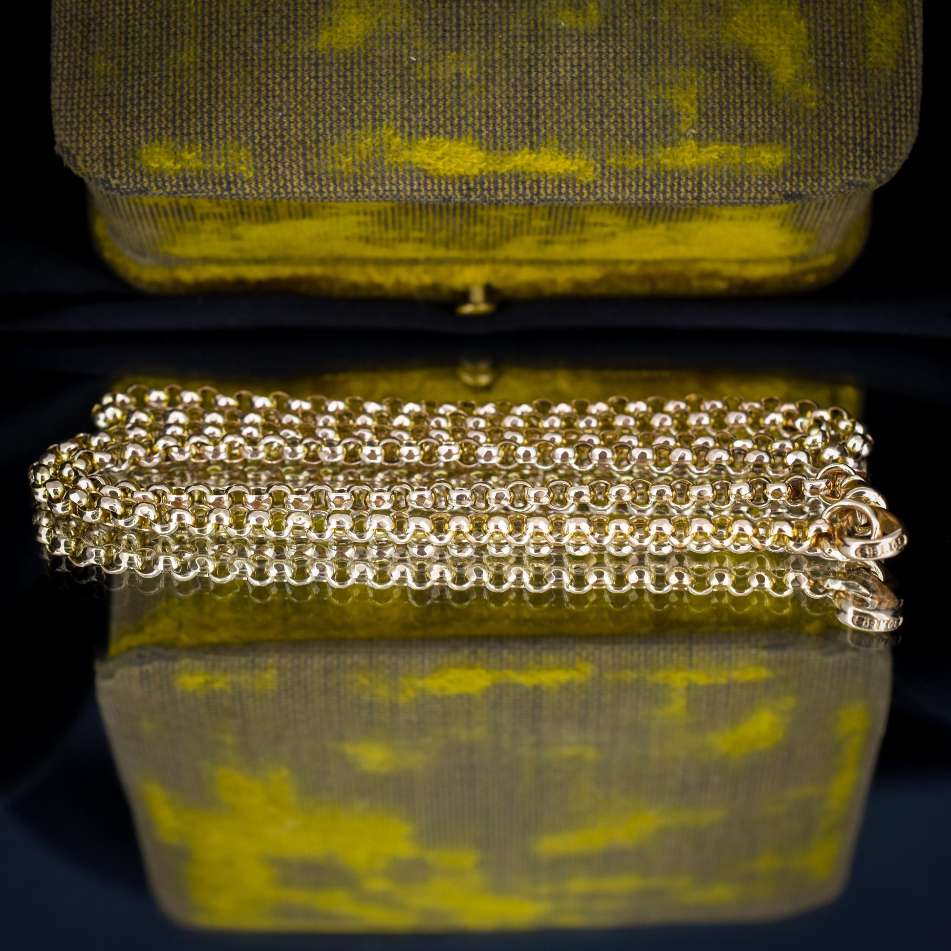 Antique Victorian 9ct Gold Faceted Belcher Link Chain Necklace with Dog Clip | 21"