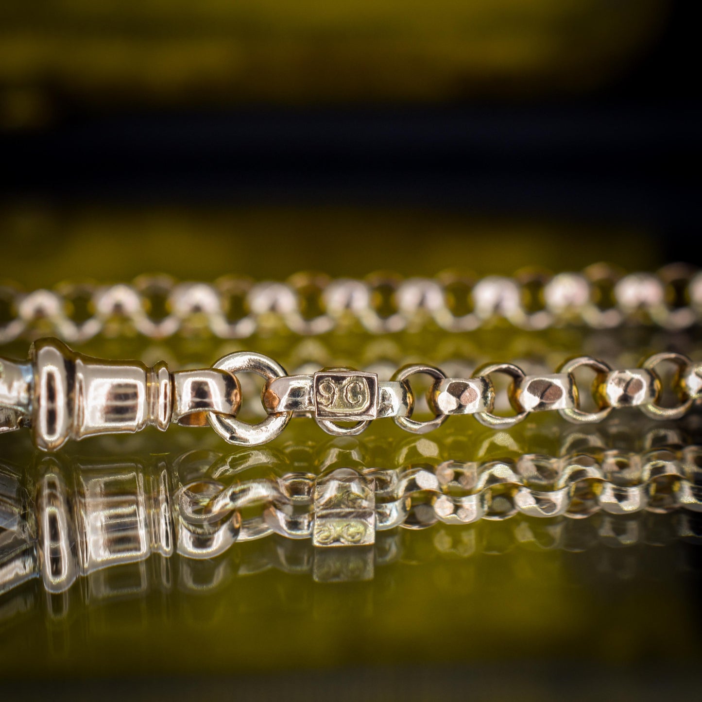 Antique Victorian 9ct Gold Faceted Belcher Link Chain Necklace with Dog Clip | 21"