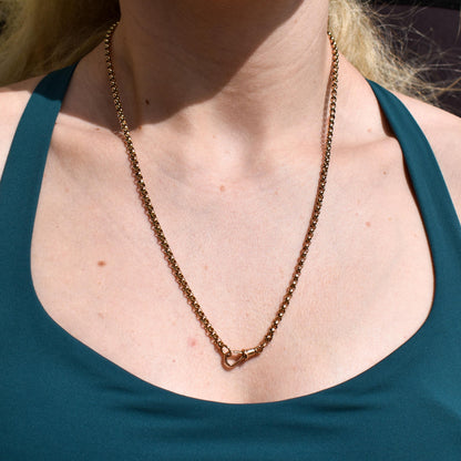 Antique Victorian 9ct Gold Faceted Belcher Link Chain Necklace with Dog Clip | 21"