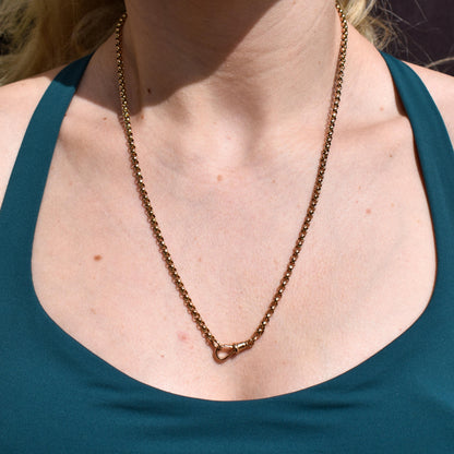 Antique Victorian 9ct Gold Faceted Belcher Link Chain Necklace with Dog Clip | 21"