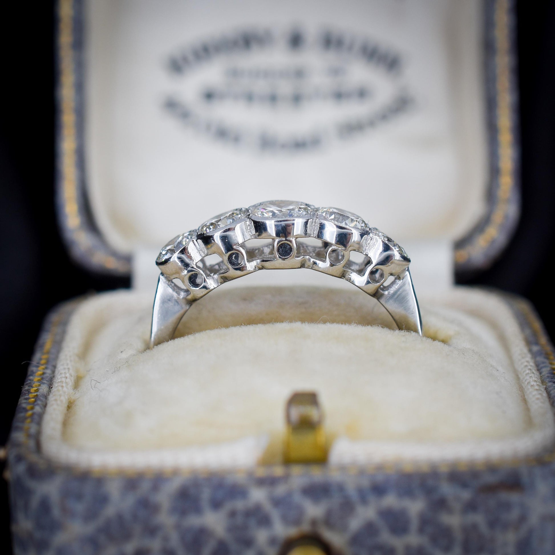 Art Deco Style 1.15ct Diamond Five Stone Platinum Ring