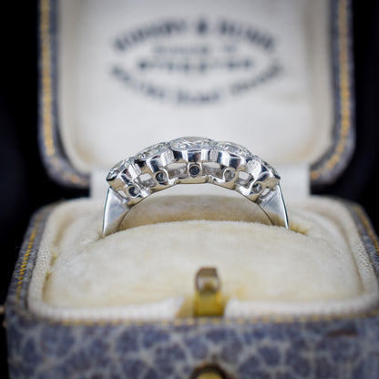 Art Deco Style 1.15ct Diamond Five Stone Platinum Ring