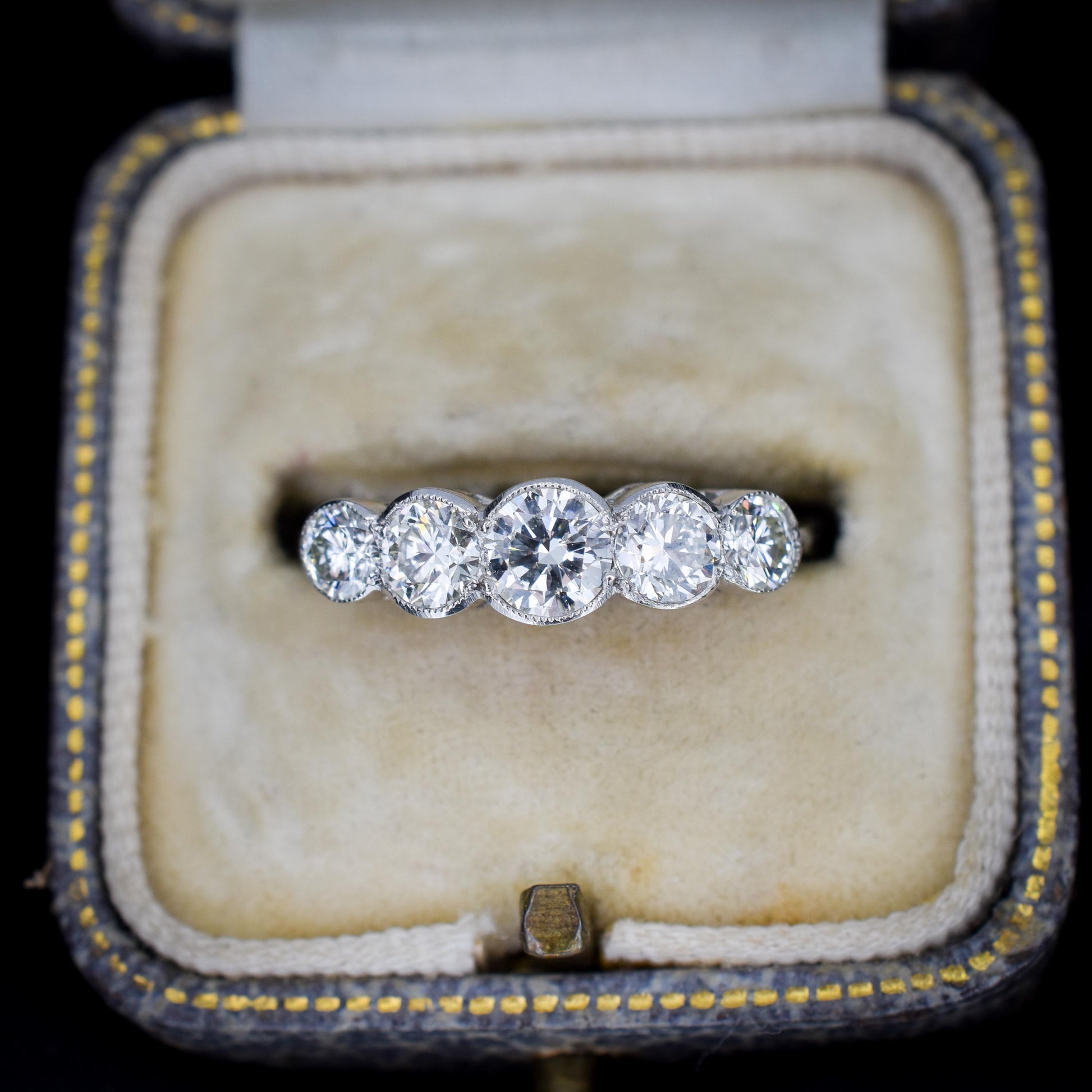 Art Deco Style 1.15ct Diamond Five Stone Platinum Ring