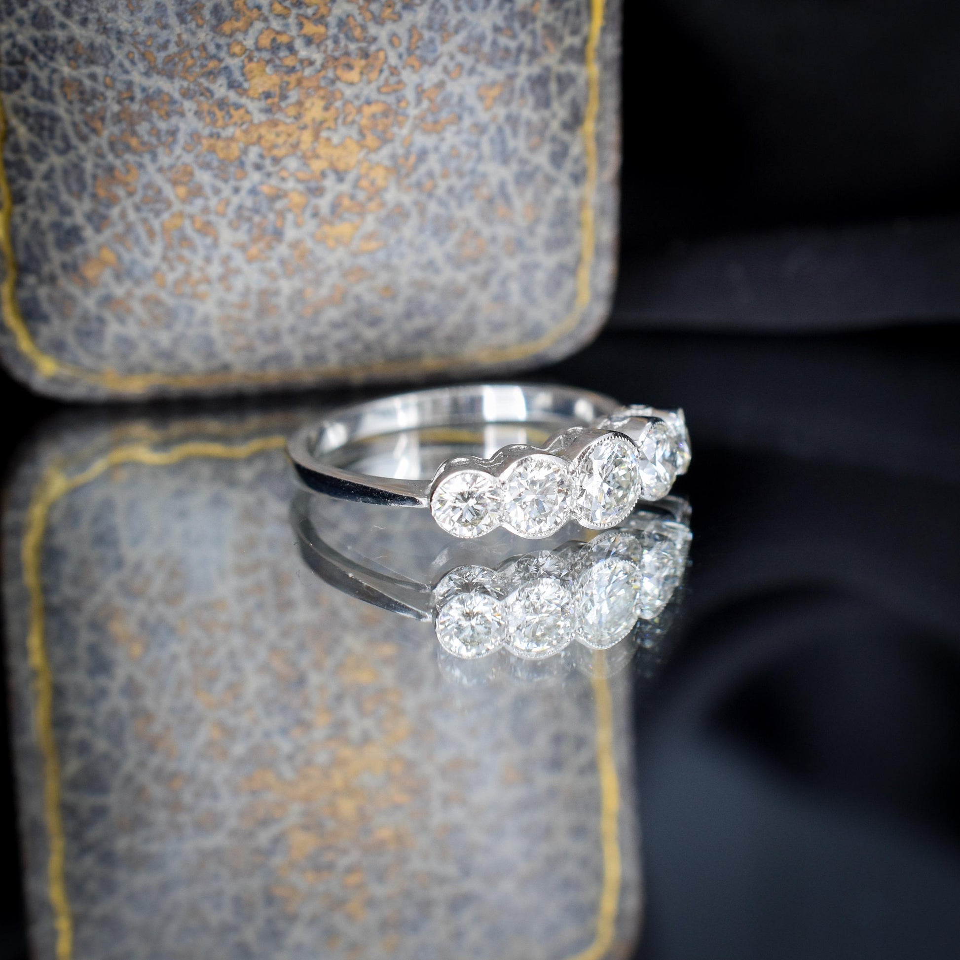 Art Deco Style 1.15ct Diamond Five Stone Platinum Ring