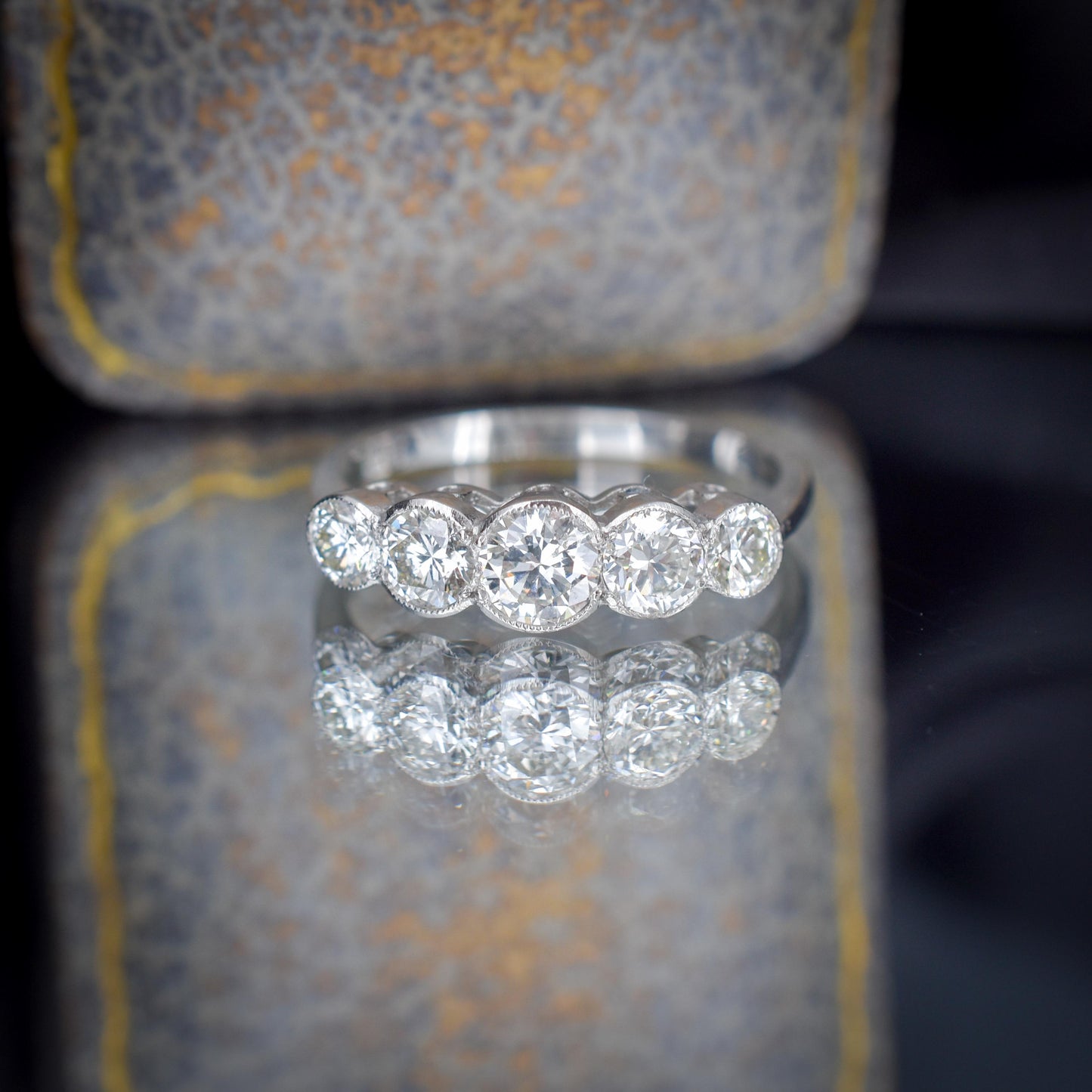 Art Deco Style 1.15ct Diamond Five Stone Platinum Ring