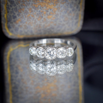 Art Deco Style 1.15ct Diamond Five Stone Platinum Ring