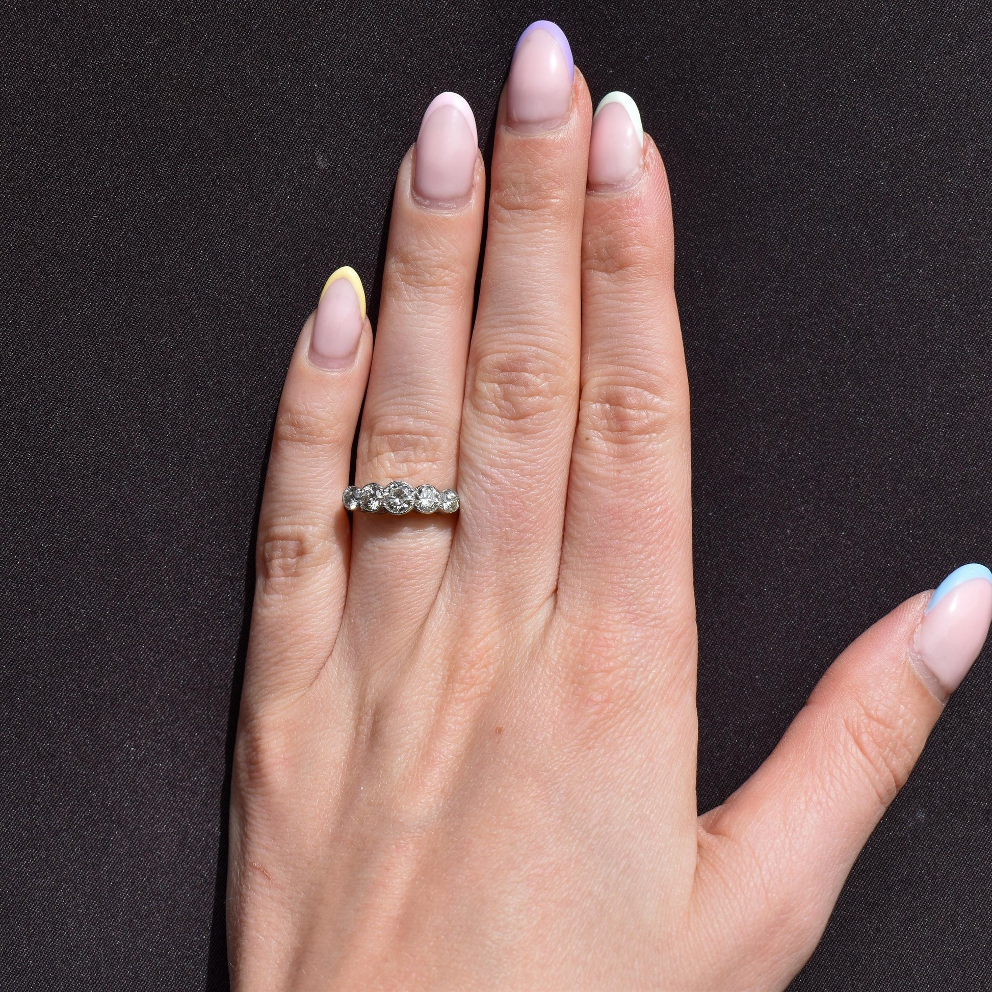 Art Deco Style 1.15ct Diamond Five Stone Platinum Ring