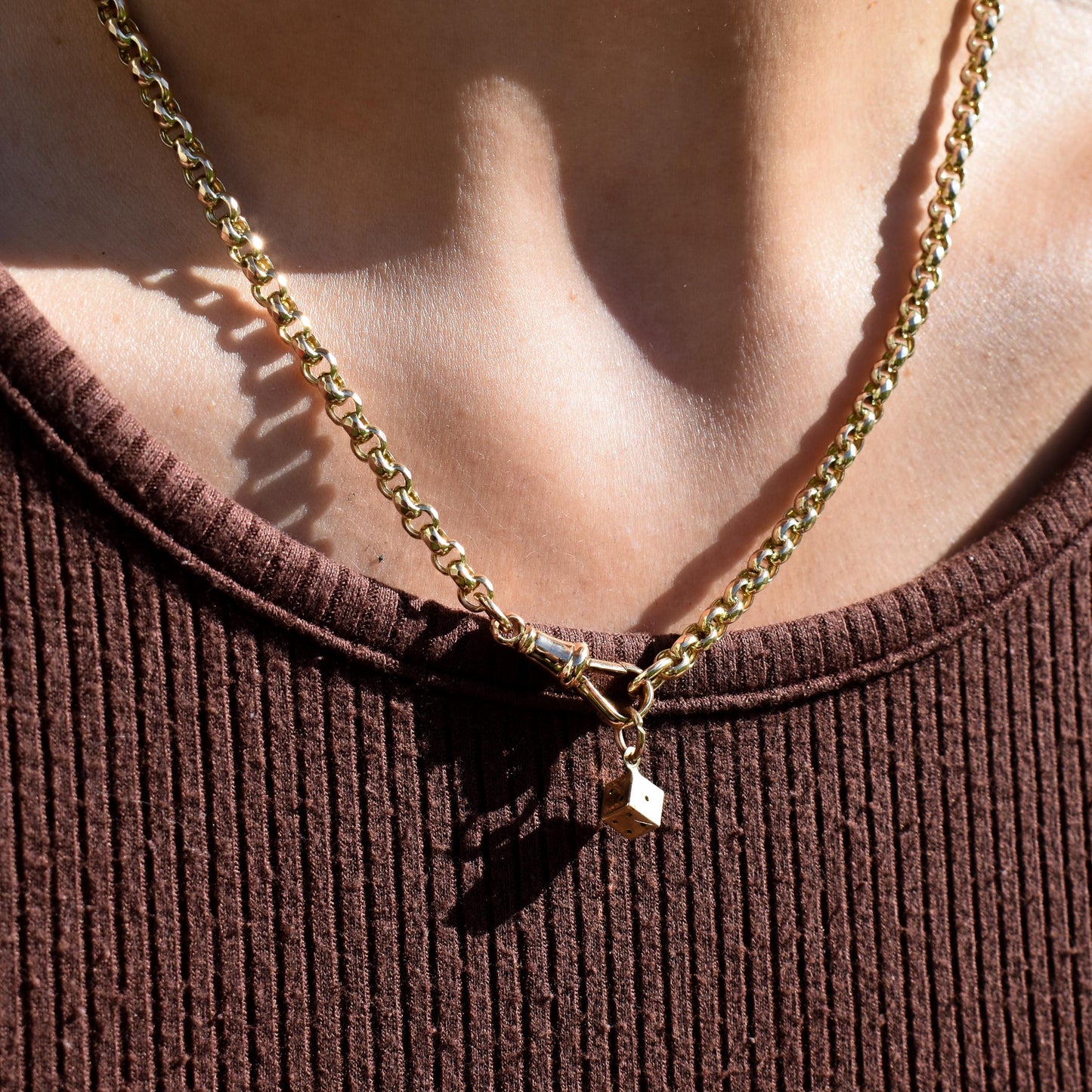 Antique 9ct Yellow Gold Miniature Dice Charm Pendant