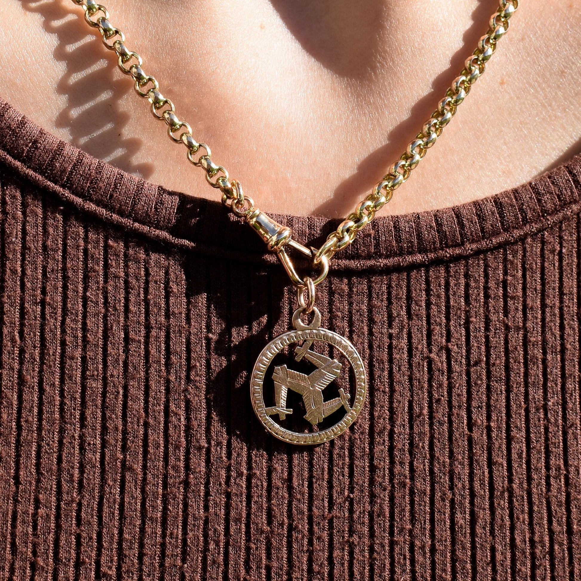 Antique '1897' 9ct Gold Triskelion Isle of Man Charm Pendant