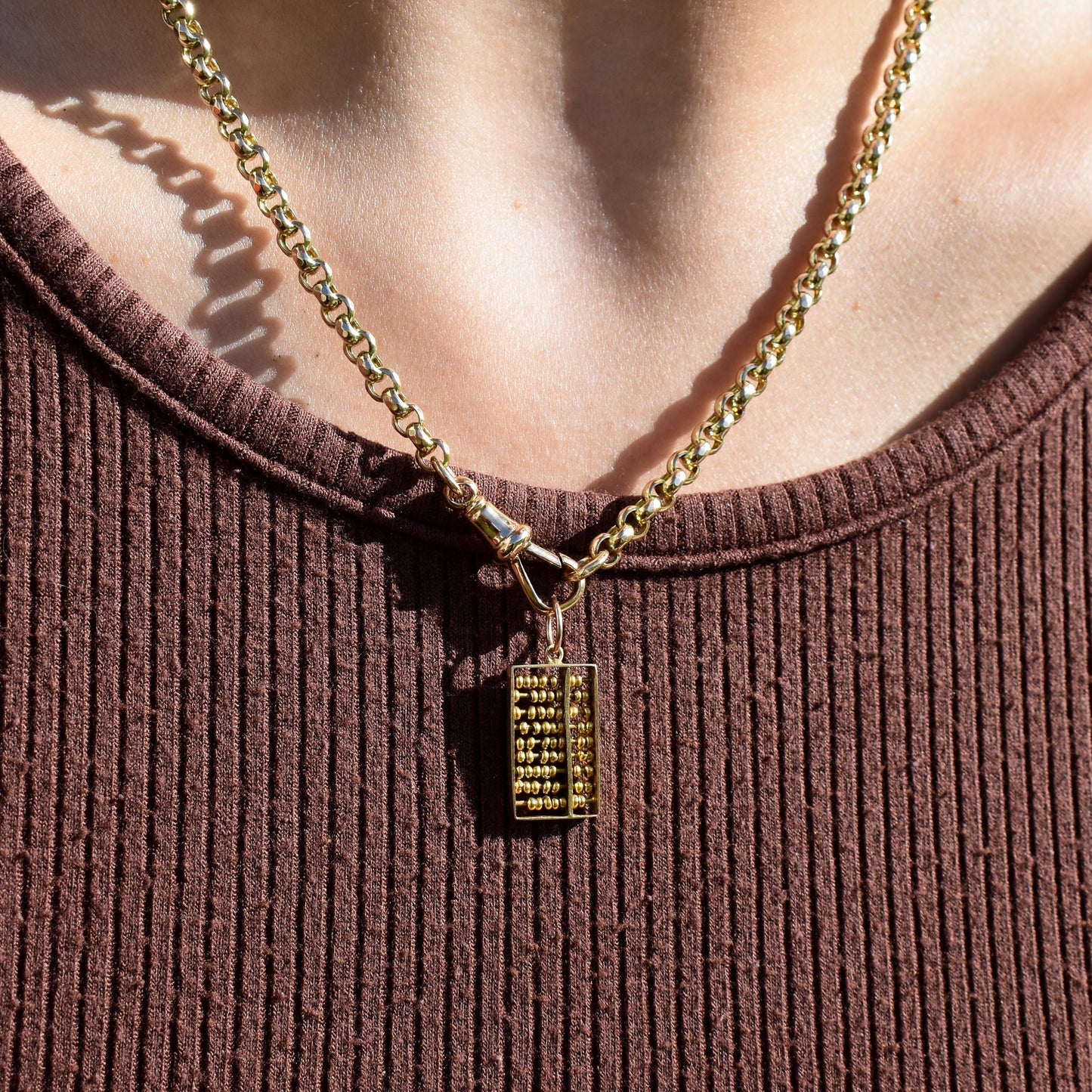 Vintage 14ct Yellow Gold Abacus Charm Pendant