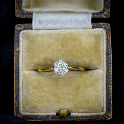 Antique Diamond Cluster Daisy 18ct Gold Ring