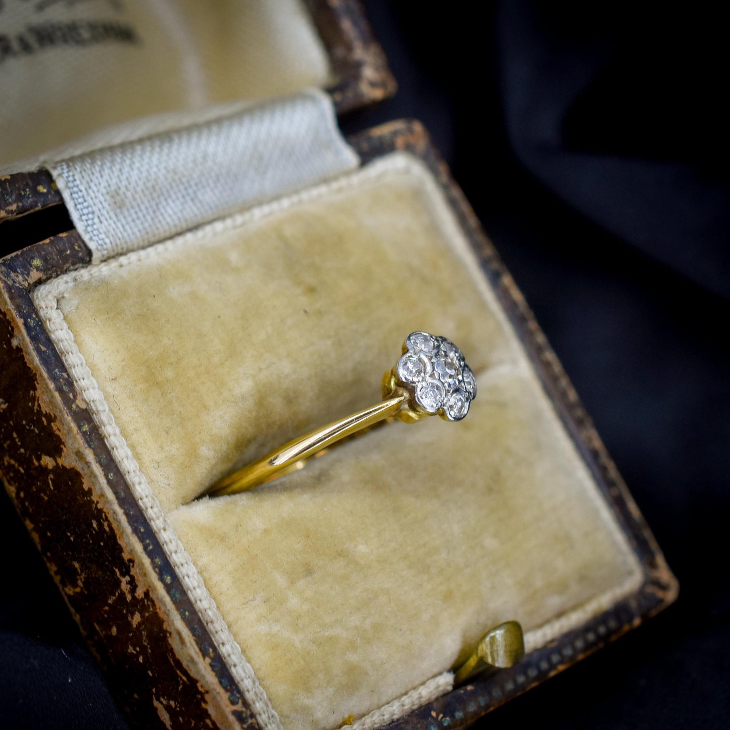 Antique Diamond Cluster Daisy 18ct Gold Ring