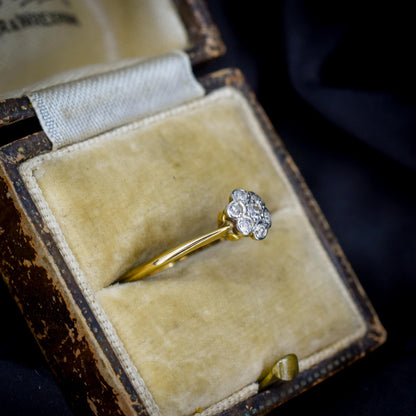 Antique Diamond Cluster Daisy 18ct Gold Ring