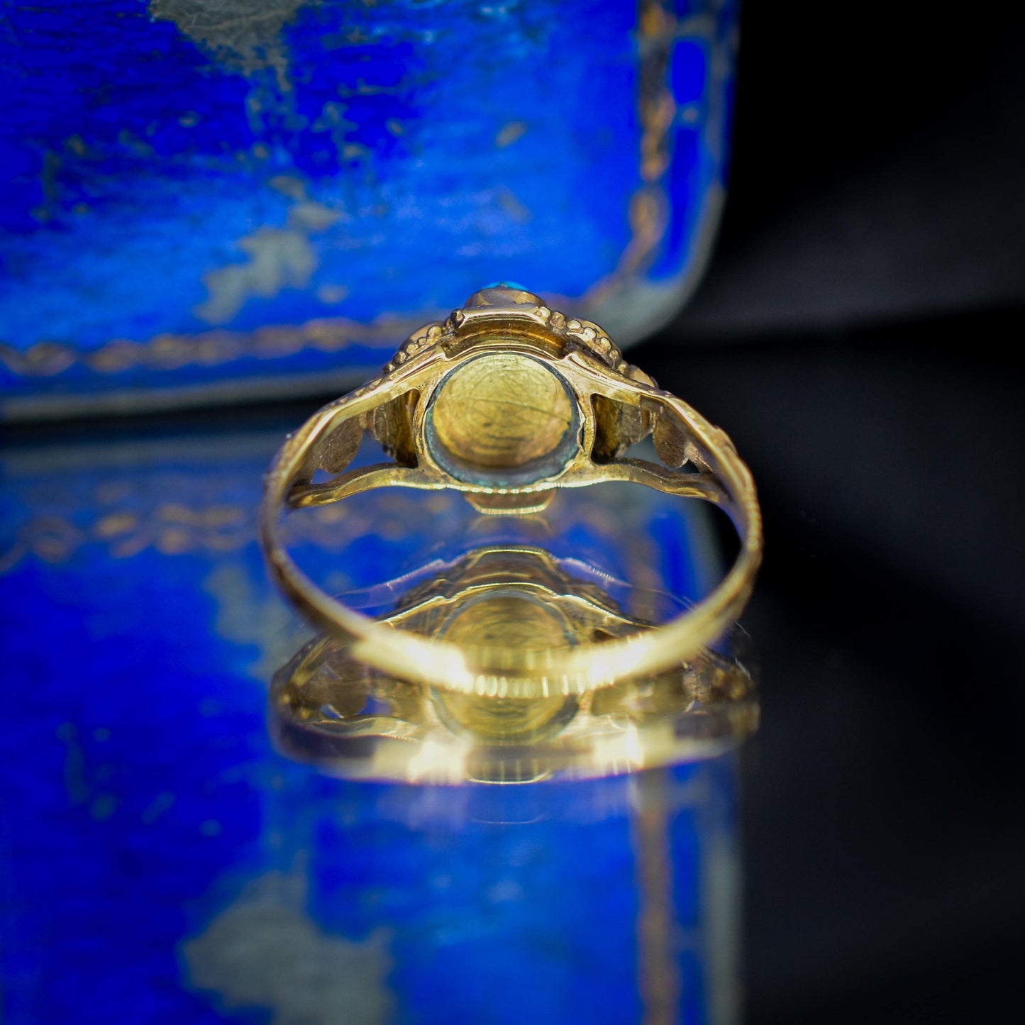 Antique Turquoise and Ruby 15ct Gold Cluster Ring