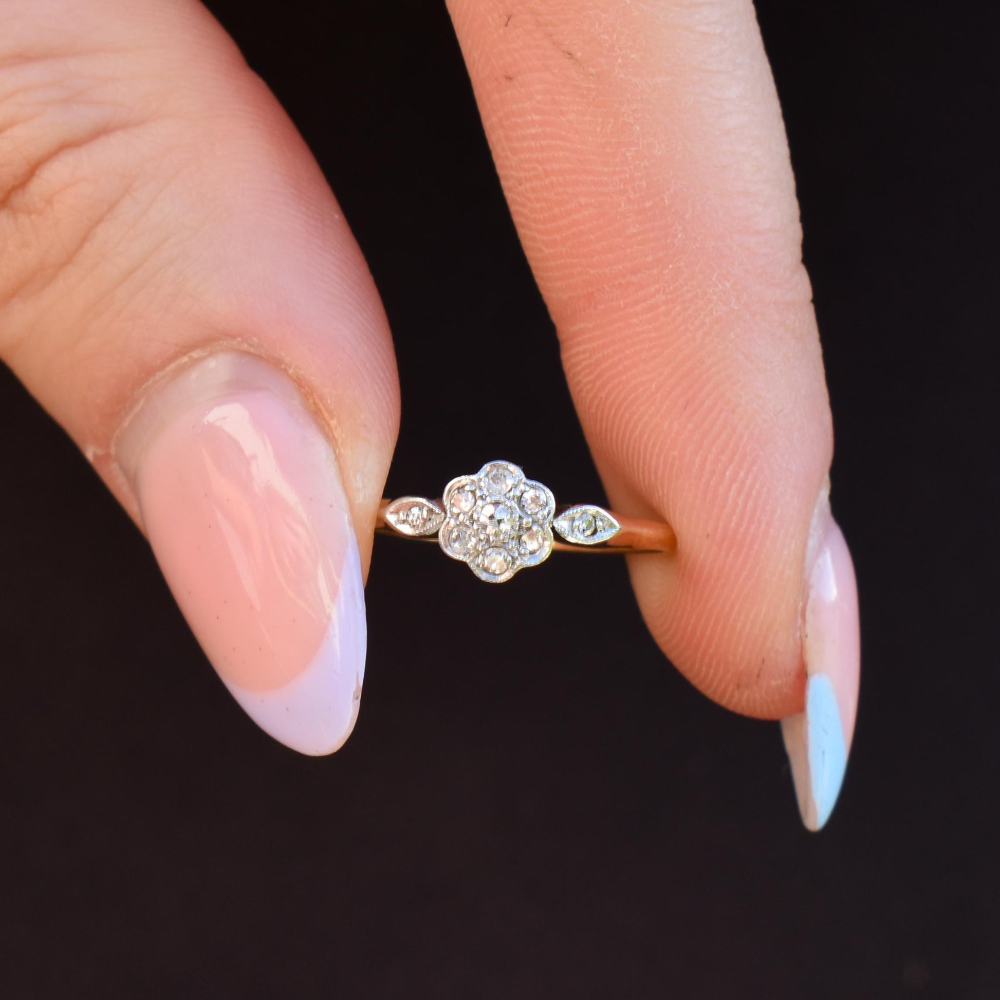 Vintage Diamond Cluster Daisy 18ct Yellow Gold Ring