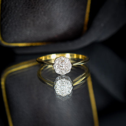 Antique Diamond Cluster Daisy 18ct Gold and Platinum Ring