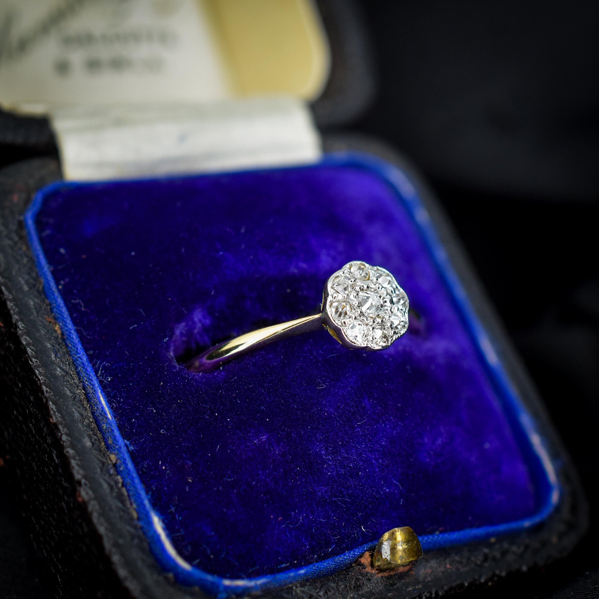 Antique Diamond Cluster Daisy 18ct Gold and Platinum Ring