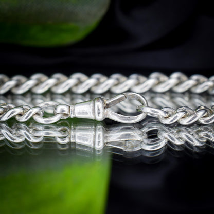 Antique Graduated Curb Sterling Silver Bracelet with Dog Clip | 7.25"