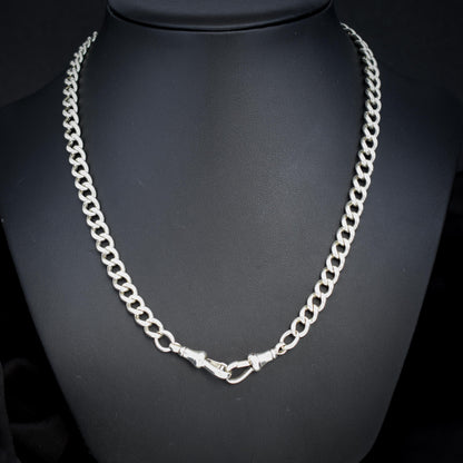 Antique Sterling Silver Curb Double Dog Clip Chain Necklace | 19.5"